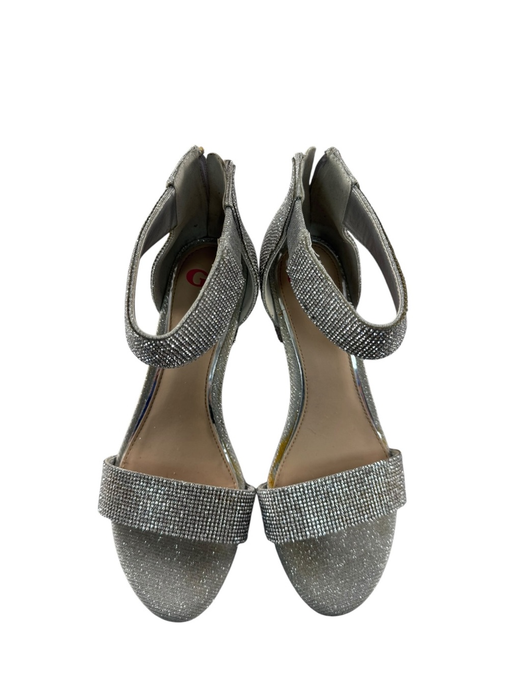 GB girls Silver Glitter Ankle-Strap Heels
